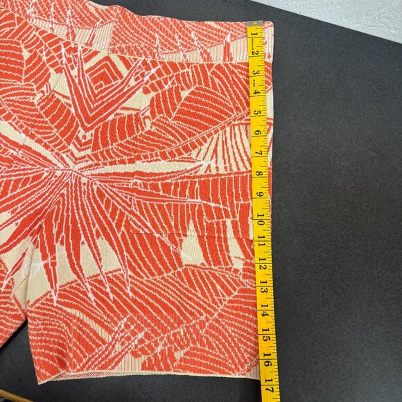 By Egreis Palm Tree Print Shorts Orange & Cream Boho Pull-On with Pockets Medium - Picture 7 of 10